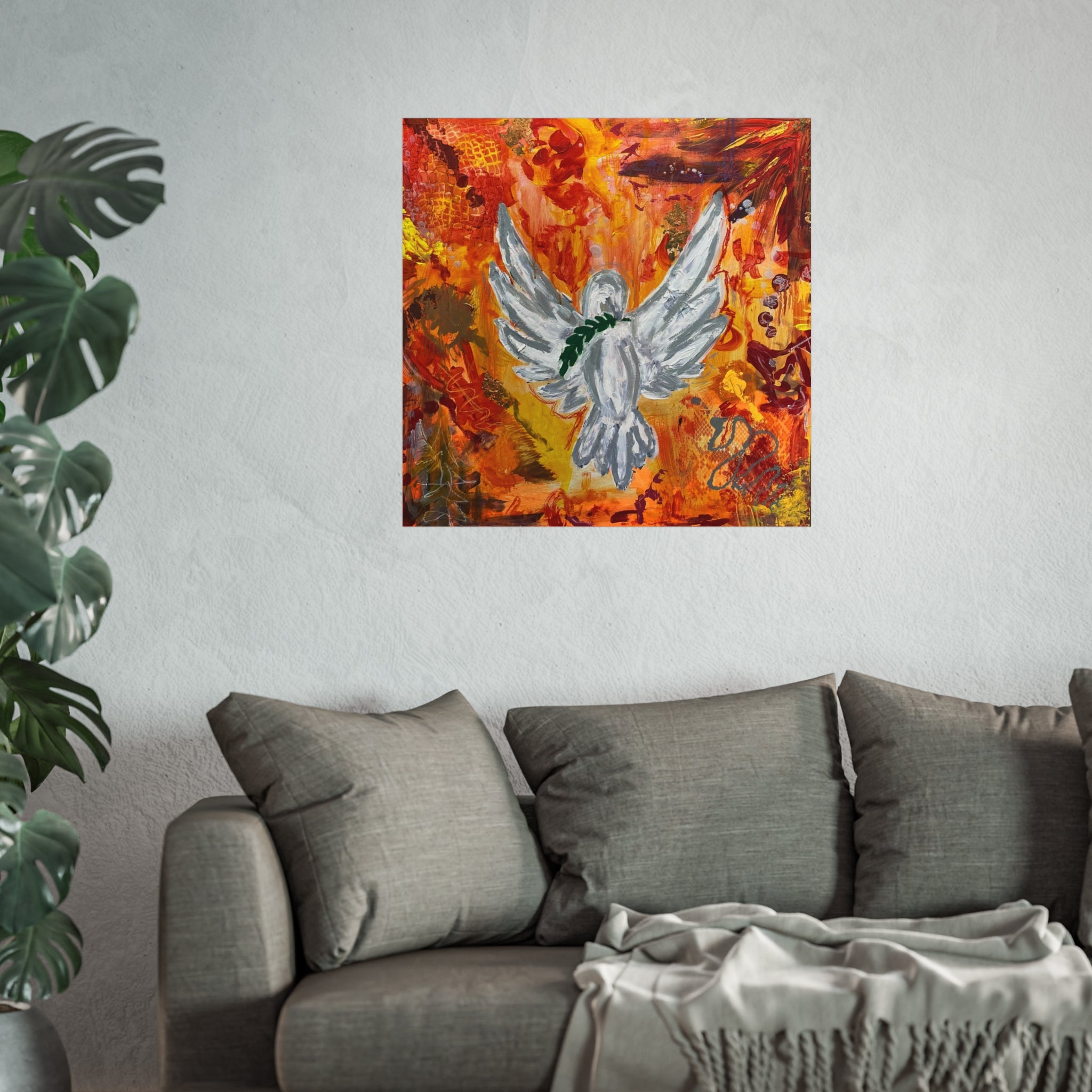 Inspirational Fine Art Poster - Peaceful Dove Artwork for Home Decor, Modern Wall Art, Gift for Her, Motivational Decor, Living Room
