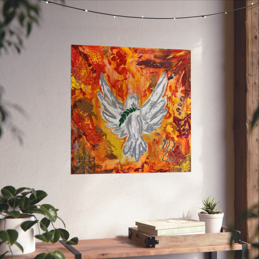 Inspirational Fine Art Poster - Peaceful Dove Artwork for Home Decor, Modern Wall Art, Gift for Her, Motivational Decor, Living Room
