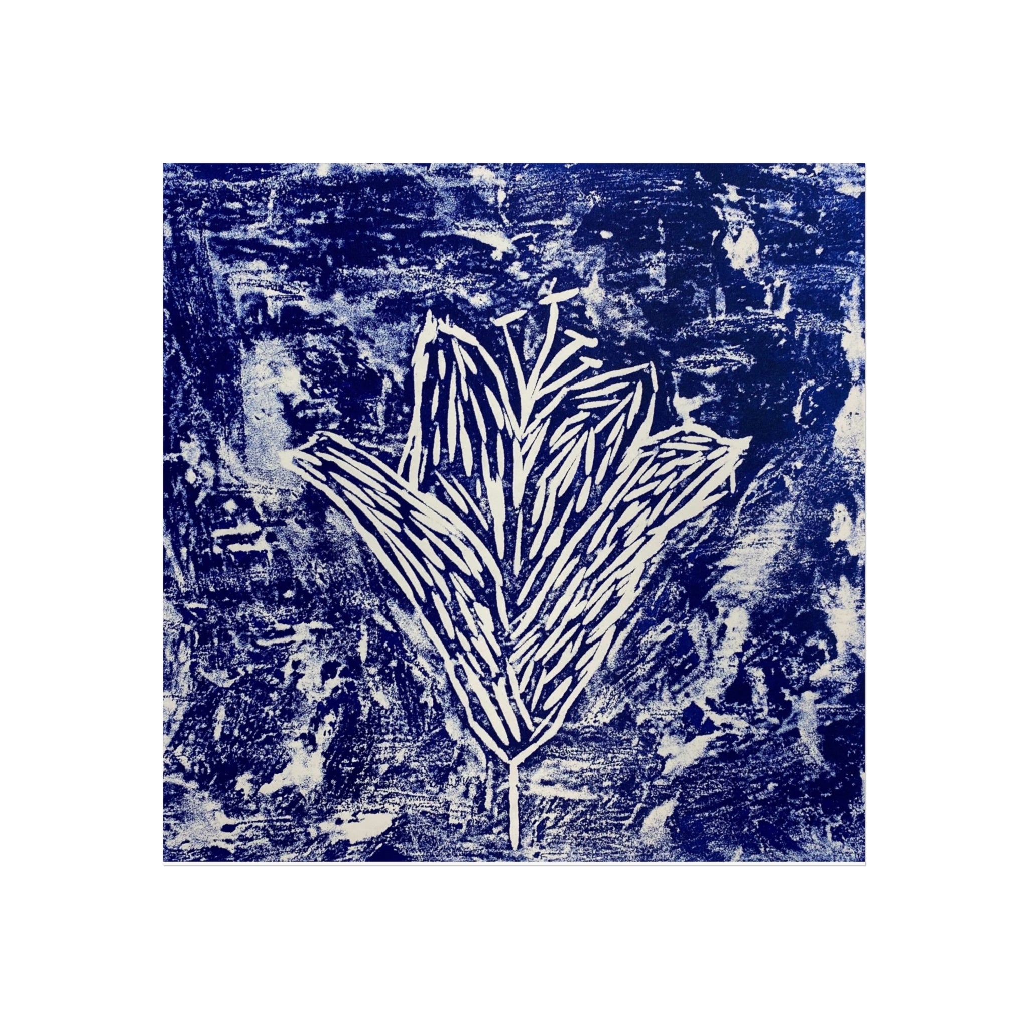 Navy Blue Floral Fine Art Poster, Botanical Wall Art, Modern Home Decor, Gift for Nature Lovers, Stylish Wall Print