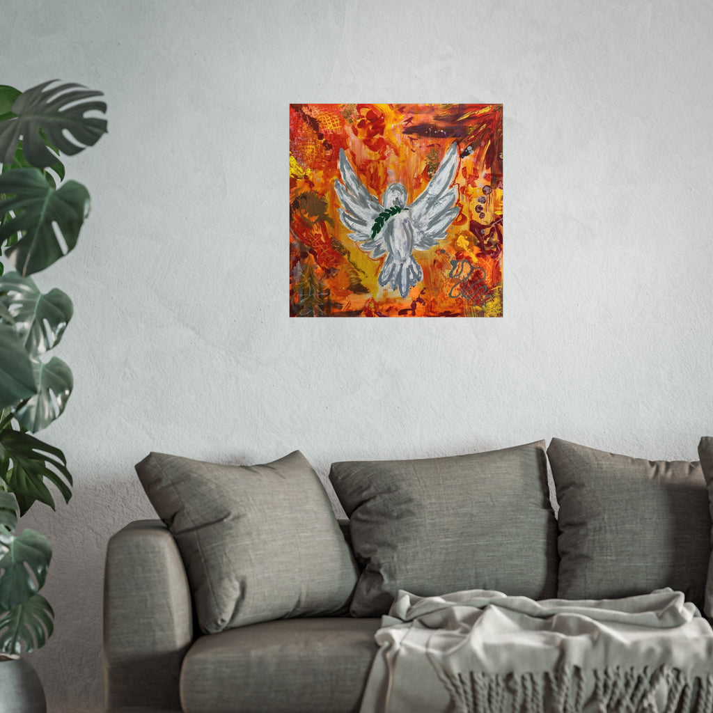 Inspirational Fine Art Poster - Peaceful Dove Artwork for Home Decor, Modern Wall Art, Gift for Her, Motivational Decor, Living Room