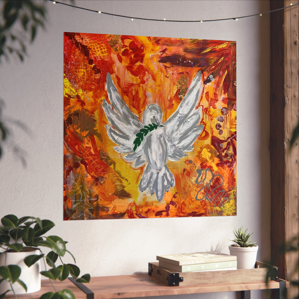 Inspirational Fine Art Poster - Peaceful Dove Artwork for Home Decor, Modern Wall Art, Gift for Her, Motivational Decor, Living Room